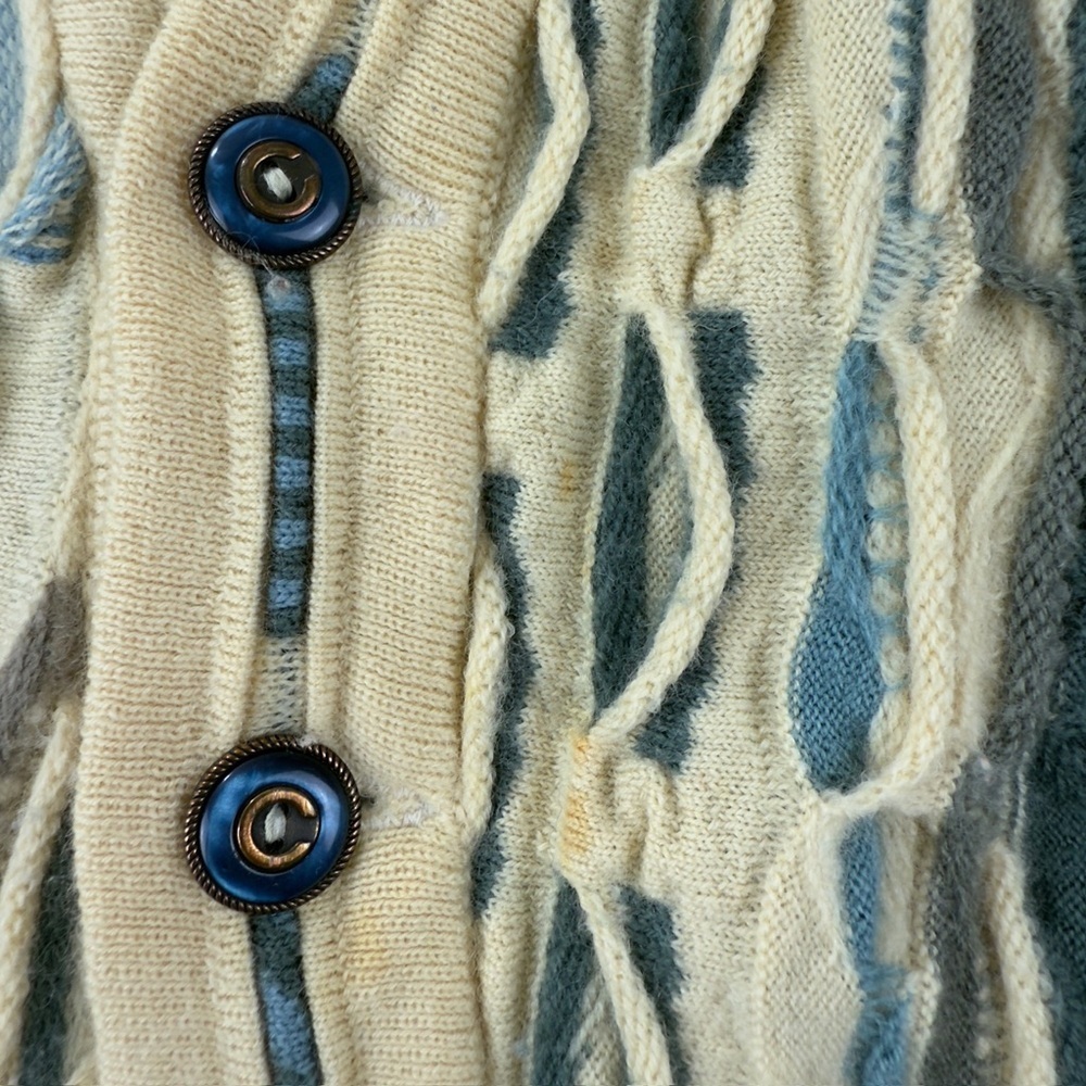COOGI Australia Wool Knit Cardigan Cream Blue Women's M - Picture 13 of 13
